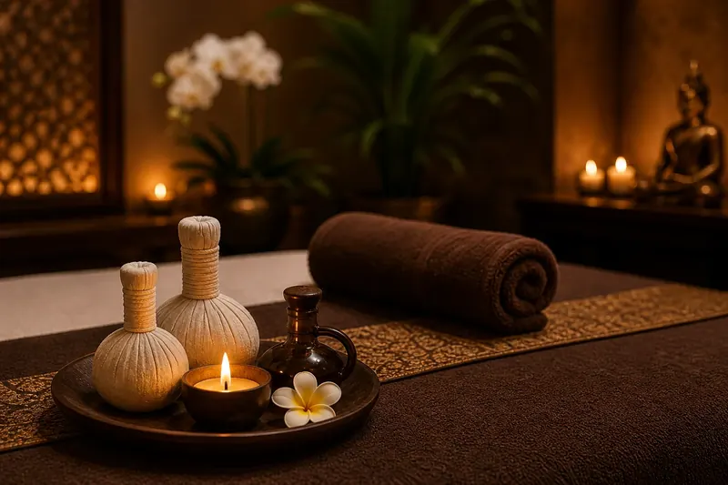 Massage oils and towels prepared for an offer booking at Moon Rose Spa Ajman